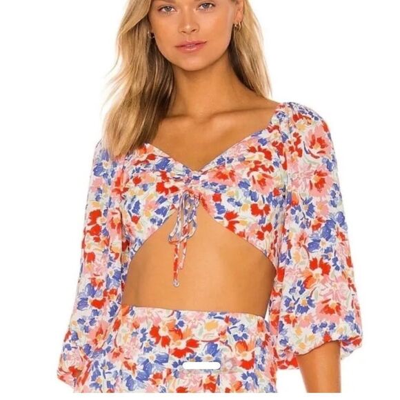 L'Space Farryn Floral Crop Top. Size Small.  VGUC. Beach Summer Vacation Boho - Picture 1 of 6